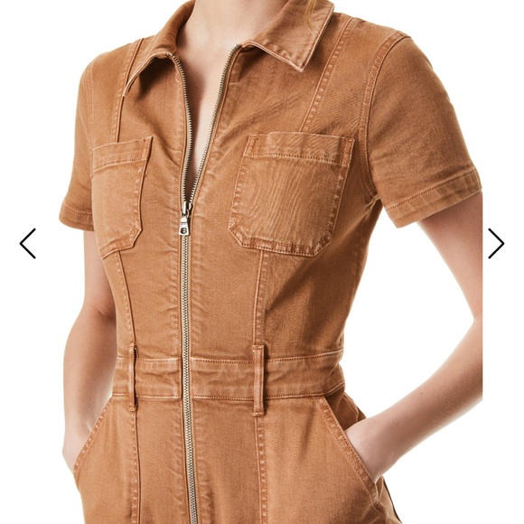 Alice + Olivia Camel Jean Short Romper Jumpsuit - Picture 4 of 12